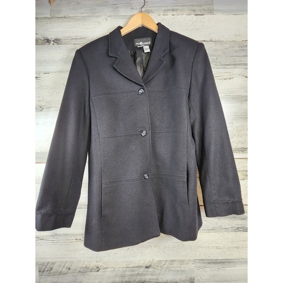 Sag Harbor Jackets & Blazers - Sag Harbor Wool Coat Women Size 10 Black Pure New Wool Button Front Blazer Good